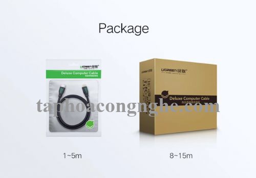 Ugreen 30193 5M màu Đen Cáp tín hiệu HDMI chuẩn 1.4 hỗ trợ phân giải 4K * 2K HD116 30030193